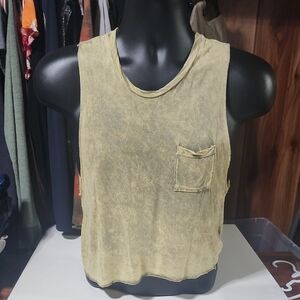 Vintage Extra Soft Casual Sleeveless Top in Light Yellow N Greys Tones